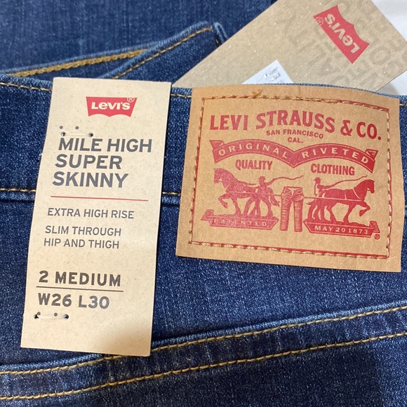 Levi’s Mile high super skinny blue jeans, 26, NWT - Picture 2 of 9